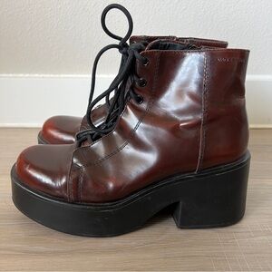 Vagabond Shoemakers Burgundy Platform Lace Up Boots Size 38
